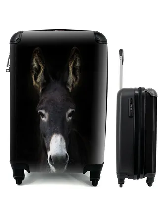 Produktbild von MuchoWow® Koffer Handgepäck Trolley Rollkoffer Kleine Reisekoffer mit 4 Rollen - Nahaufnahme Esel - Cabin Size < 55x40x23 cm & 55x40x20 cm - Fotokoffer - Kabinenkoffer - Boardgepäck - Reise-Box - Reisekoffer - Reisegepäck - Koffer mit Bild - Trolley für Kinder