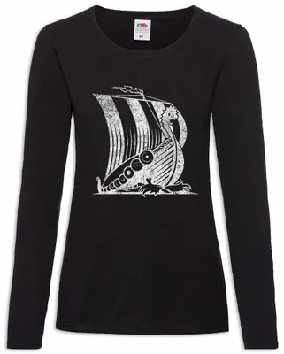 Produktbild von Urban Backwoods Viking Ship V, Damen Langarmshirt, Farbe: Schwarz, Größe: 2XL
