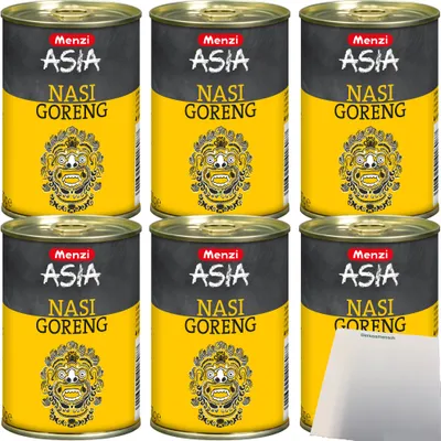 Produktbild von Menzi Nasi Goreng Tafelfertig Würzig-Scharf 6er Pack (6x400g Dose) + usy Block