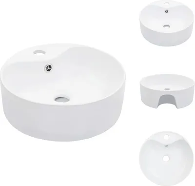 Produktbild von vidaXL Waschbecken mit Überlauf 36 x 13 cm Keramik Weiß -  Badezimmer-Waschbecken