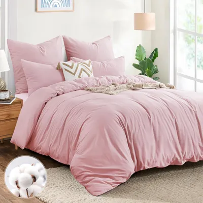 Produktbild von Bettwäsche-Set 200x220 cm Baumwolle Rosa 3-teilig mit 2 Kissenbezügen 80x80 cm Reißverschluss