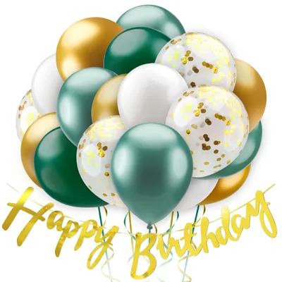 Produktbild von Balloono Geburtstags-Dekorationsset mit Luftballons und Banner, 60-teiliges Set, Grün