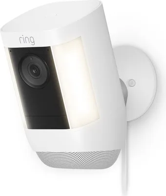 Imagen del producto de RING Spotlight Cam Pro - Modelo con conexión a la corriente - Blanco - 8SC1S9-WEU2 - Cámara de vigilancia IP con conexión WLAN y resolución de 1920 x 1080 píxeles