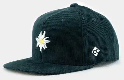 Bavarian Caps Snapback Baseball-Cap aus Kord mit Edelweiß in grün