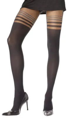 Produktbild von Schwarze Strumpfhose mit Streifen-Muster