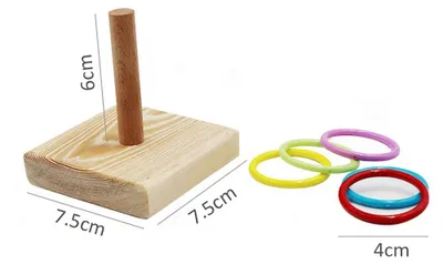 Image de Jeu d'anneaux à empiler pour oiseaux - Jouet d'apprentissage pour oiseaux - Jouet de table - Lot de petits anneaux pour perroquets