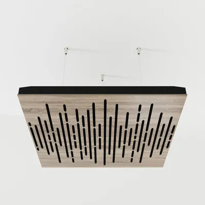 Productafbeelding van Set van 4 akoestische plafondpanelen WAVE, 50x50x5 cm, Sonoma eiken/zwart