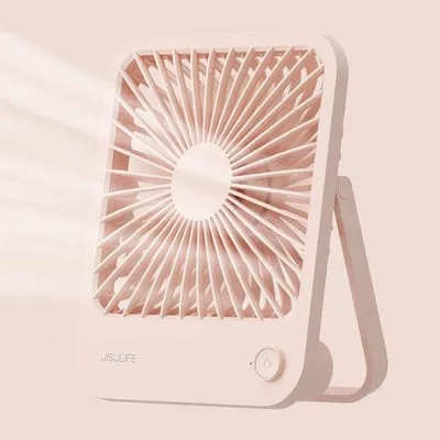 Image de Mini ventilateur, compact, pliable à 180°, silencieux, 4 vitesses réglables, pour la maison, le bureau ou les voyages, rouge