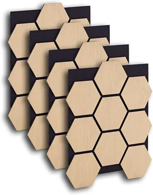 Imagen del producto de Paneles acústicos de madera natural - Paneles hexagonales para pared, 76x62