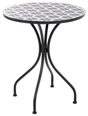 Zdjęcie produktu dla BELIANI Stolik bistro biały/niebieski metalowy okrągły 60 x 60 cm z mozaiką