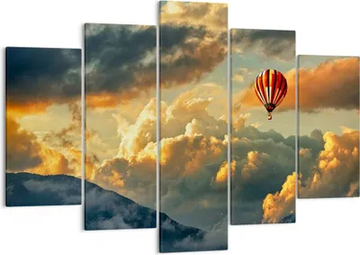 Produktbild von Bild auf Leinwand - Leinwandbild - Wolken Ballon Flug - 150x100cm - Wand Bild - Wanddeko - Leinwanddruck - Bilder - Kunstdruck - Wanddekoration - Leinwand bilder - Wandkunst - EA150x100-3791