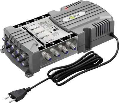 Immagine prodotto di Goobay 64880 Multi-switch satellitare 9 ingressi/8 uscite, grigio argento - Distributore per max. 8 utenti da due satelliti