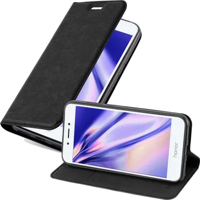 Produktbild von Cadorabo Hülle für Honor 6A Schutz Hülle in Schwarz Handyhülle Etui Case Cover Magnetverschluss