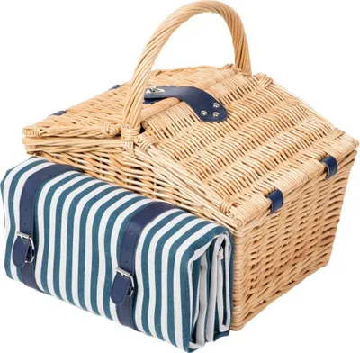 Zdjęcie produktu dla Kosz piknikowy ORLANDO dla 4 osób z matą, podwójna klapa 40x28x20 cm HOMLA