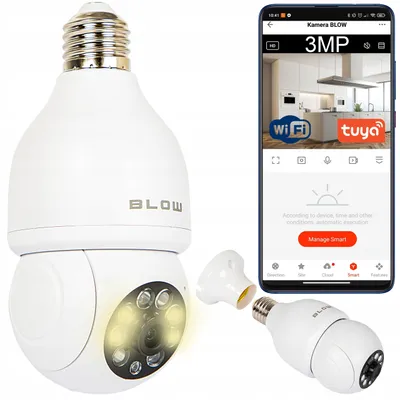 Produktbild von IP-Wifi-Kamera 3Mp PTZ mit Audio und E27-Gewindelampe-Innenüberwachung