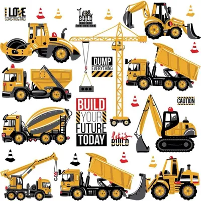 Produktbild von Solidchoice – Wandsticker für Kinderzimmer, Motive: Baustelle und Fahrzeuge