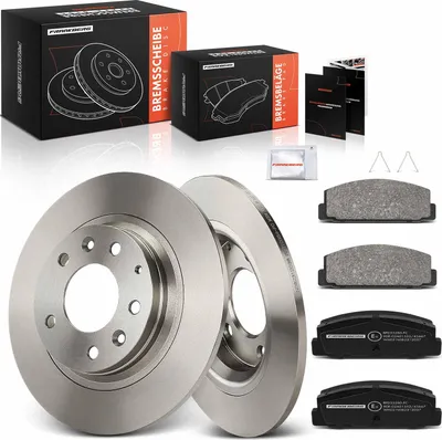 Imagen del producto de Frankberg: 2 discos de freno y 4 pastillas de freno para el eje trasero, compatibles con los modelos Mazda 6 GG GH, 6 Kombi, 6 Station Wagon y GY 6 GG GH