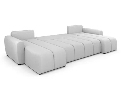 Image de AX LIVING Canapé d'angle grand Ferrande 317 cm - Canapé noir avec fonction sommeil & structure