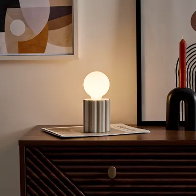 Image de Lampe - HOME DECO FACTORY - Taupe - Céramique - À Piles