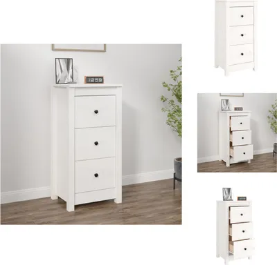 Zdjęcie produktu dla vidaXL Kredens biały 40x35x80 cm lite drewno sosnowe - Kredensy