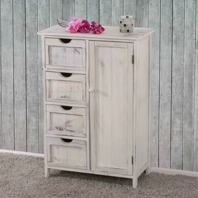 Produktbild von Komoda HWC-D12, Shabby-Look Vintage 82x55x30cm ~ biela