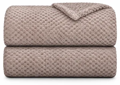 Produktbild von Kuscheldecke Flanell Decke 150x200cm ( Sandgrau ) Flauschige Struktur Wohndecke für Sofa, Couch und Bett, Tagesdecke Sofaüberwurf
