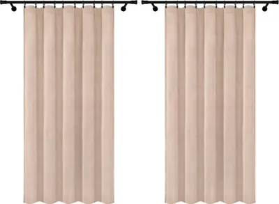 Produktbild von Vorhänge aus Velours mit Kräuselband 140x160 cm 2 Stücke Beige Fertige Gardinen