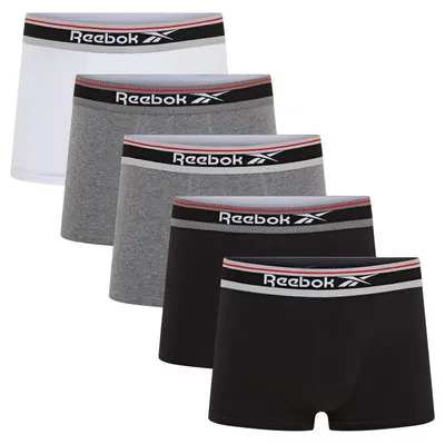 Zdjęcie produktu dla Reebok, męskie bokserki, czarne/antracytowe/białe, zestaw 5 sztuk, rozmiar XL