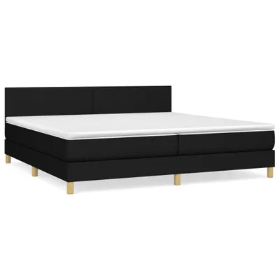 Image de vidaXL Lit boxspring avec matelas noir 200x200 cm tissu