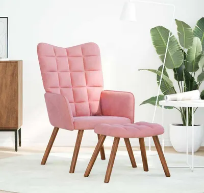 Immagine prodotto di Poltrona Relax con Poggiapiedi Rosa in Velluto