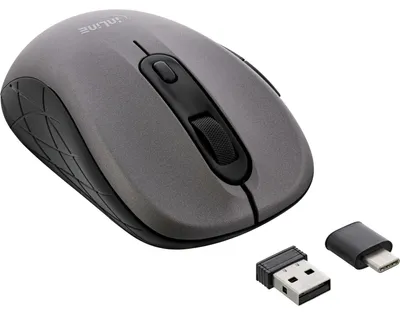 Image de InLine 3-en-1 - Souris - optique - 5 boutons - sans fil - 2,4 GHz, Bluetooth 4,0 - USB / récepteur sans fil USB-C - gris/noir (55363)