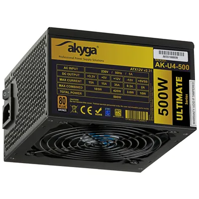Produktbild von Akyga Zasilacz ATX 500W 80+ Bronze APFC P8 4+4pin 2x PCI-E 6x SATA FAN 12cm