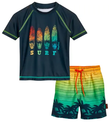 Immagine prodotto di PLAYSHOES 461432, costume da bagno a due pezzi (completo), vestibilità regolare, per bambini, multicolore, con motivo, da uomo