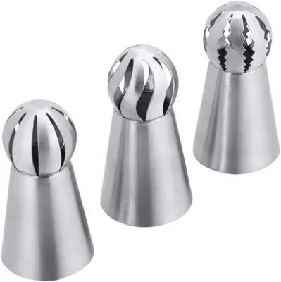 Produktbild von Spritztüllen-Set - 3-teilig aus Edelstahl - Zum Dekorieren von Torten, Cupcakes, Churros, Krapfen, Keksen und Gebäck