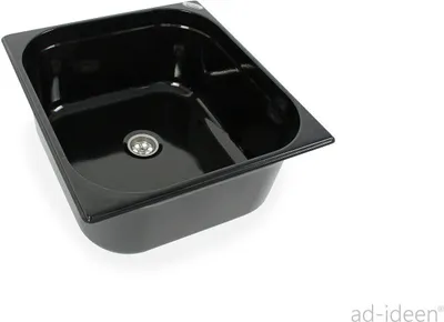 Image de Evier en inox Camping Evier +vidange 354x325x150 mm noir