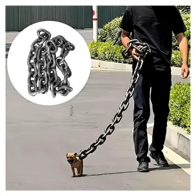 Produktbild von Hundeleine mit Kette für kleine und mittelgroße Hunde, langlebiger Kunststoff für Hunde und Katzen, für das Training im Freien, zur Kontrolle (A, 1.5m)