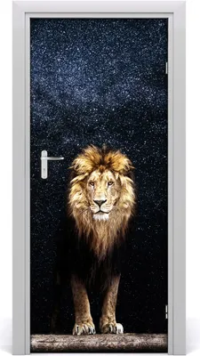 Produktbild von Tulup Türaufkleber 85x205 cm Dekorative Aufkleber Selbstklebend Wasserdichte Tapete Abnehmbar Schlafzimmer Wohnzimmer Wohnkultur - Lion unter Sternen
