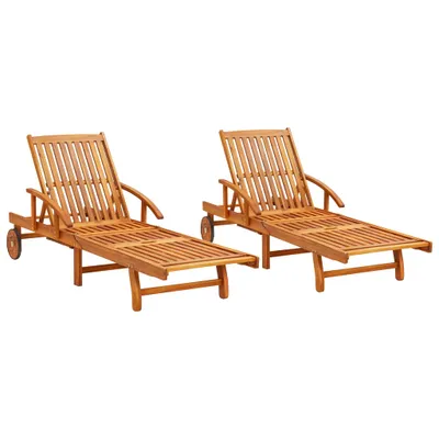 Image de Bains de soleil 2 pcs. Bois massif acacia