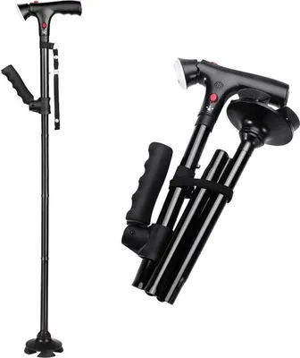 Produktbild von Verstellbarer Gehstock (86-97 cm) mit LED-Lampe und Sicherheitsalarm–für mehr Sicherheit und Unterstützung im Alltag. Ideal für Mobilität und Komfort.