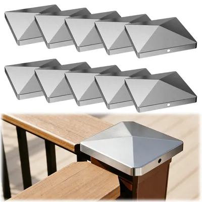 Zdjęcie produktu dla Zestaw 10 stalowych słupków do ogrodzeń w kształcie piramidy (8 x 8 cm)