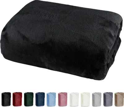 Produktbild von heimtexland ® Luxus Spannbettlaken Cashmere Touch Soft Spannbetttuch Nicky Plüsch Teddy Typ585 Schwarz 180 cm x 200 cm