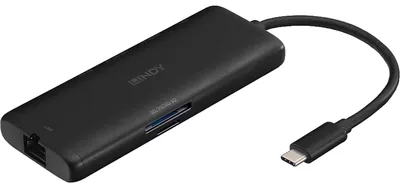 Produktbild von Lindy 43358, Kabelgebunden, USB 3.2 Gen 1 (3.1 Gen 1) Type-C, 100 W, 1.4/2.3, 10,1000 Mbit/s, Schwarz