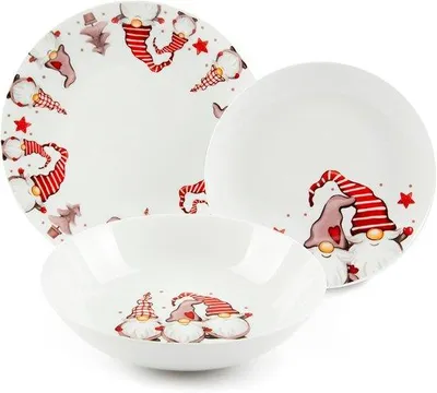 Obrázek produktu pro Vánoční nádobí – vánoční sada nádobí – porcelán – nádobí na Vánoce – sada na večeři – vánoční stolní dekorace – slavnostní nádobí – vánoční stůl – sada nádobí v bílo-červeném provedení – nádobí na večeři