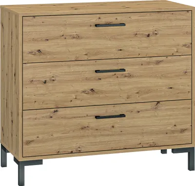 Produktbild von Kommode Liora mit 3 Schubladen, Holzoptik, 92cm