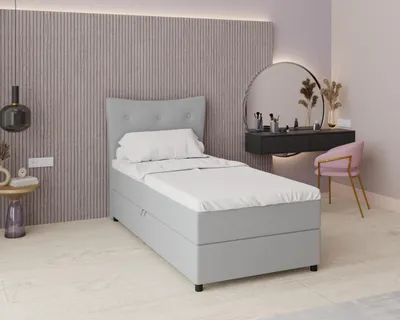 Produktbild von Boxspringbett, 100cm x 200cm, Grau, mit Bettkasten, Matratze und Topper, Einzelbett, NEVADA, Panda Möbel