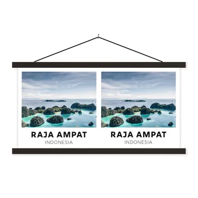 Produktbild von MuchoWow® Textilposter Indonesien - Wasser - Insel 60x30 cm mit schwarzem Rahmen - Textilien