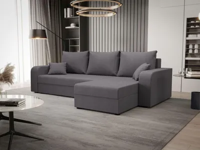 Produktbild von BEDANTE ECKSOFA HEWLET L BIS Cosmic 160 Rechts Grau mit Schlaffunktion L-Form Sofa mit Stauraum Bettkasten Wohnzimmersofa Couch Sofa Bettsofa Bettkasten Bettcouch