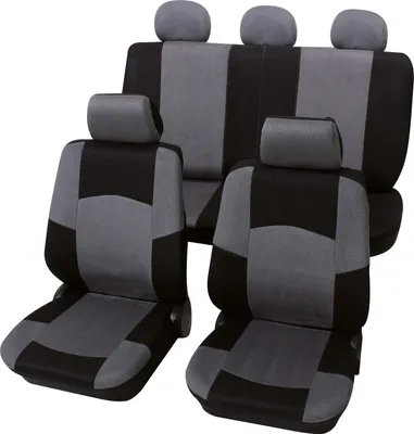 Image de Housses de siège de voiture Universal Set complet 17 pièces - Classic gris, Eco Class avec SAB 1 Vario Plus | Housses de siège de voiture / Housses de protection de PETEX