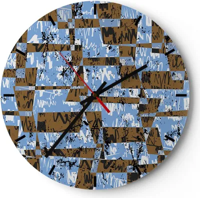 Produktbild von Wanduhr - Rund - Glasuhr - Abstraktion modern - 40x40cm - Schleichendes Uhrwerk - Lautlos - zum Aufhängen bereit - Dekoration Modern - Wanddekoration aus Glas - C3AR40x40-3729