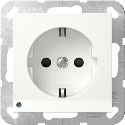 Produktbild von GIRA 417027 SCHUKO-Steckdose LED-Leu.+ Shutter System 55 Reinweiß seidenmatt